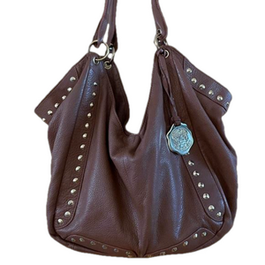 Vince Camuto slouchy brown studded hobo bag OBO